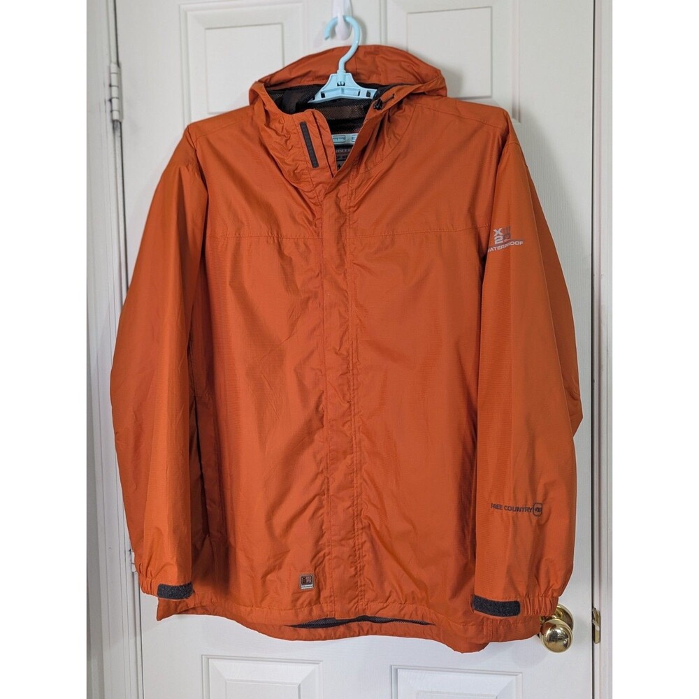 Free Country X20 Hooded Waterproof Jacket Windbreaker Mens 3XL Orange Gorpcore